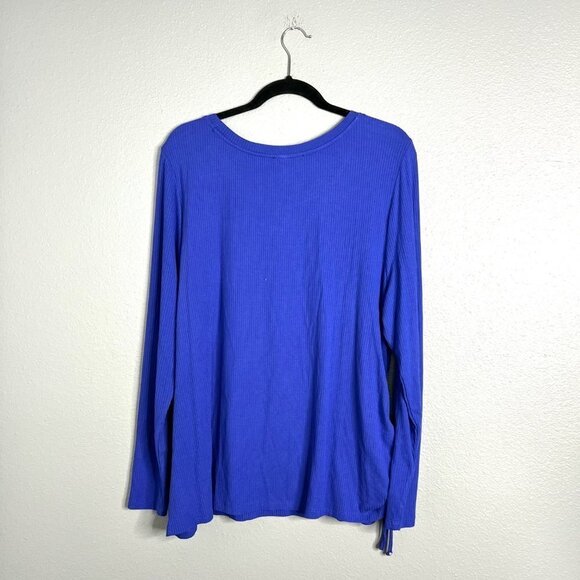 NWOT Eloquii Purple Scoop Neck Cinch Side Ribbed Long Sleeve Top Plus 22/24‎ - Picture 5 of 6
